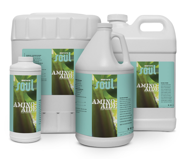 Four different sizes of Soul Synthetics Amino Aide, which offers a powerful blend of complex amino acids