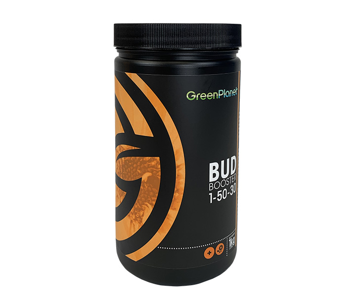 The 1-kilo size of Green Planet Nutrients – Bud Booster, formulated to promote blooming