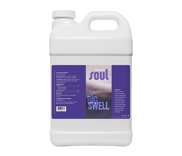 Soul Synthetics Big Swell, here in 1 quart size, promotes vigorous flower growth