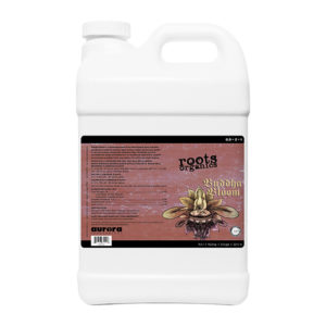 The 1 quart size of Roots Organics Buddha Bloom, which combines with Buddha Grow to produce higher yields