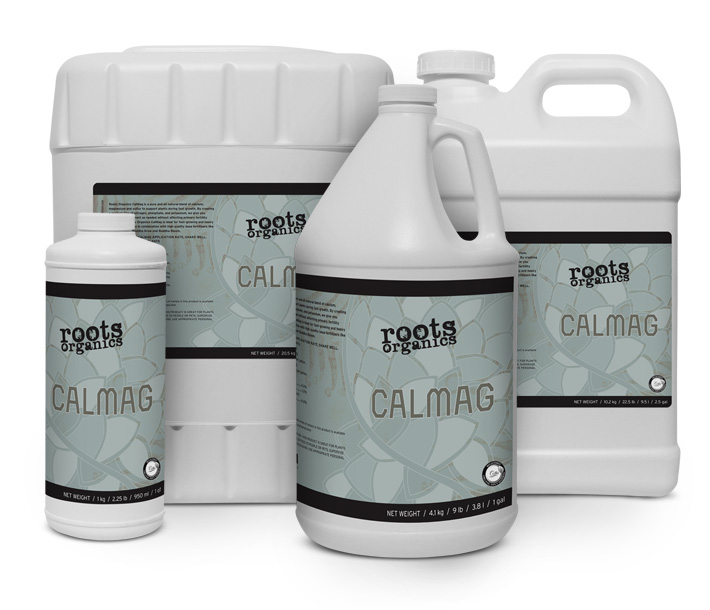Roots Organics CalMag, shown here in 4 sizes, is derived from kieserite and gypsum
