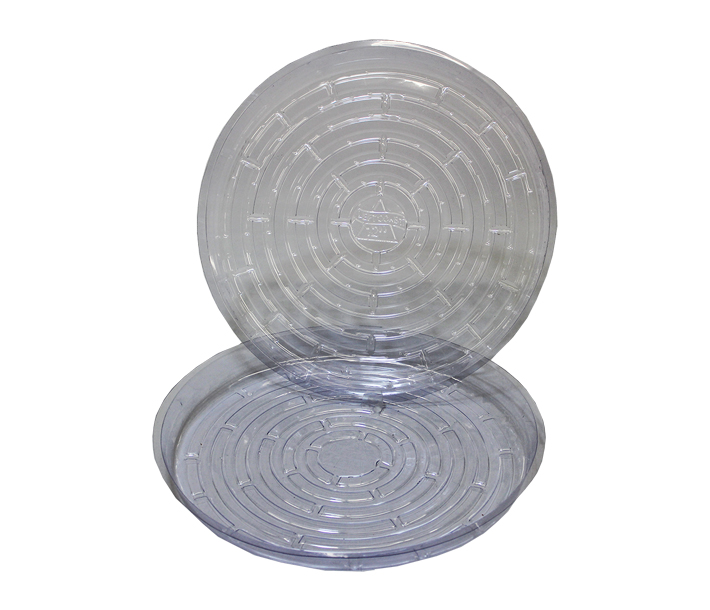 The 12" Clear Round Saucer helps contain water from any type of pot