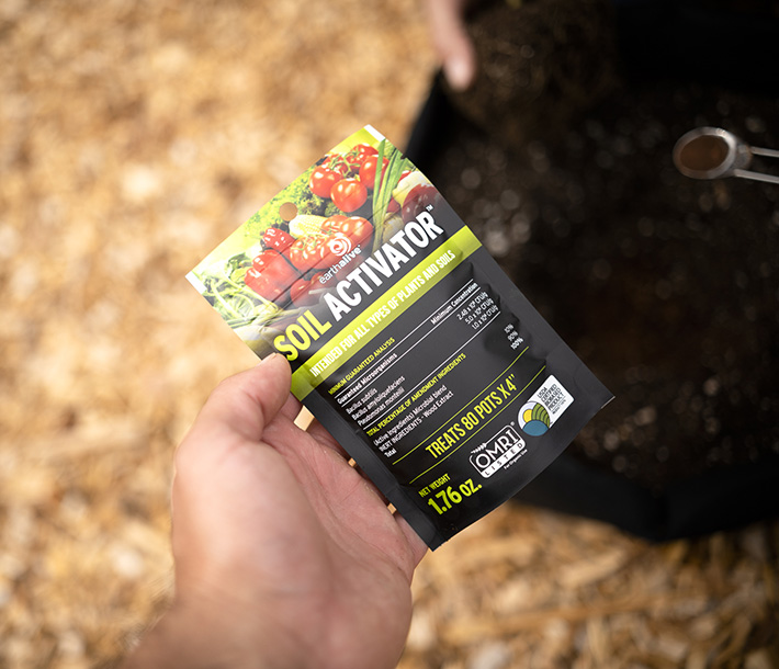 A packet of Earth Alive Soil Activator, which improves availability of micronutrients for plants during flowering and fruiting