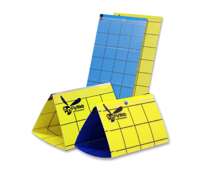 Gardener FlyWeb Insect Monitor Cards, shown in blue and yellow options, are key in any pest control program