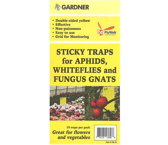 Gardener FlyWeb Traps come in resealable packs of 10 and feature double-sided use