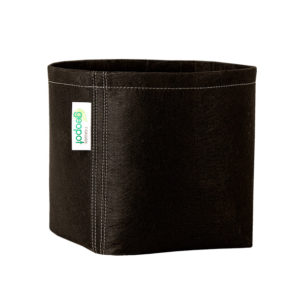 A black GeoPot Fabric Pot, built to be sturdy and withstand challenging climates