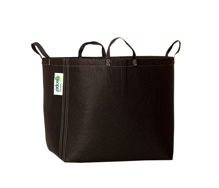 A large GeoPot Fabric Pot Black shown with 4 handles for easy movement