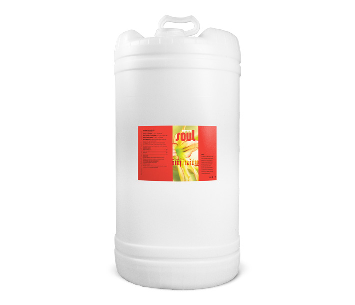 A 15 gallon drum of Soul Synthetics Infinity, which can be used with any base fertilizer