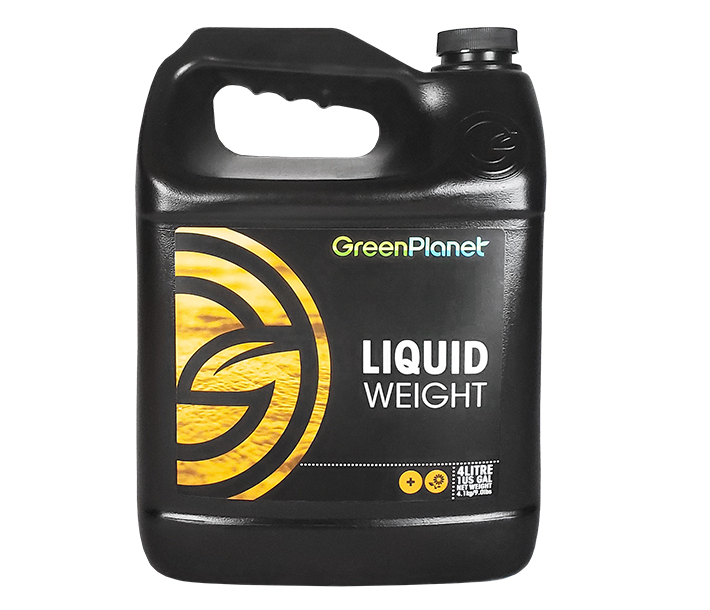 Shown in 4-liter size, Green Planet Nutrients – Liquid Weight can be used during the flowering phase