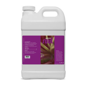 A 1 quart bottle of Soul Synthetics PeaK, which helps boost plant production