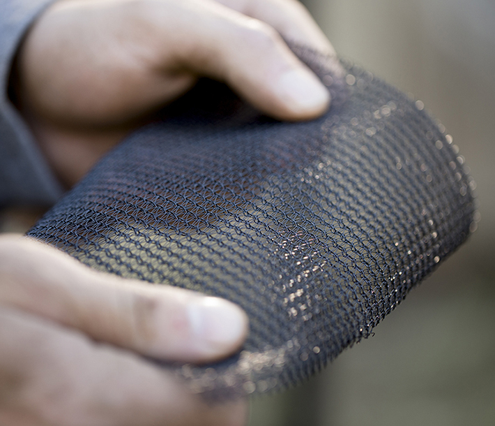 Close up of 40% shade cloth shows high-density polypropylene construction that resists rips