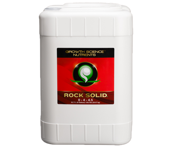 Growth Science - Rock Solid, in a 6-gallon size, adds extra phosphorus and potassium