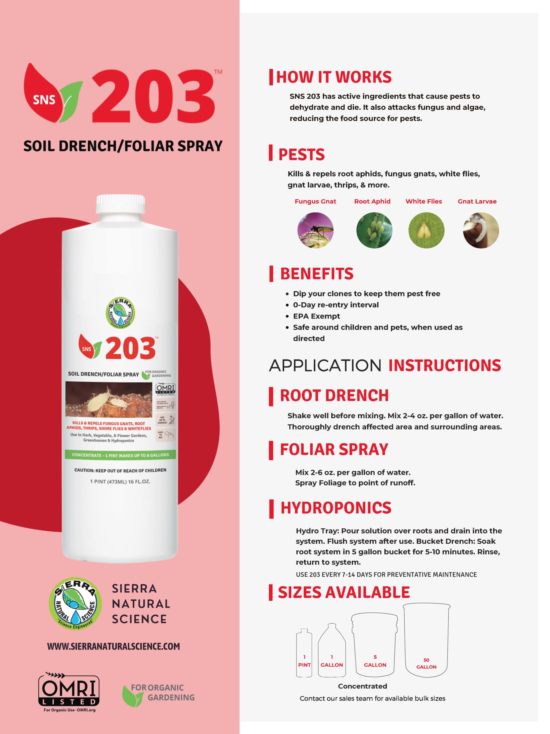 Informative Brochure for SNS 203 - Pest Soil Drench/Foliar Spray