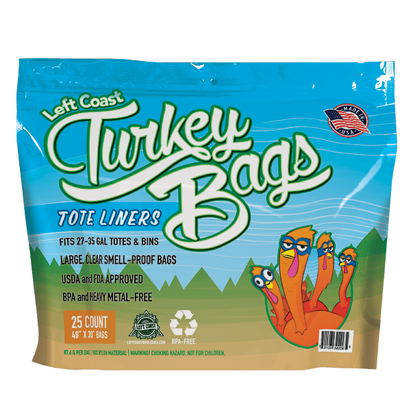 Left Coast Turkey Bags Tote Liners fits 27-35 gallon totes and bins