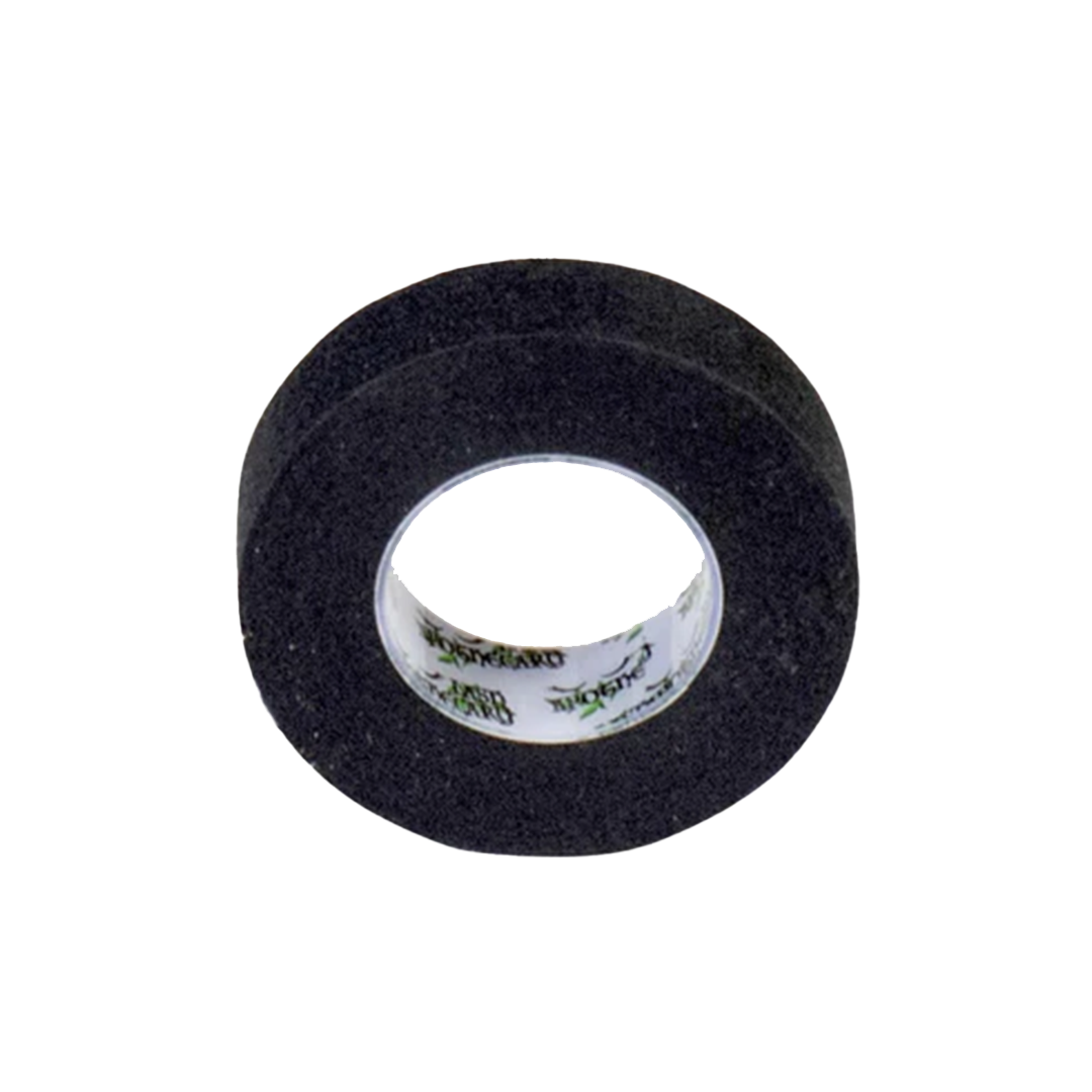 A roll of black micropore tape, a cloth tape with applications in mycology and mushroom growing that allows air exchange.