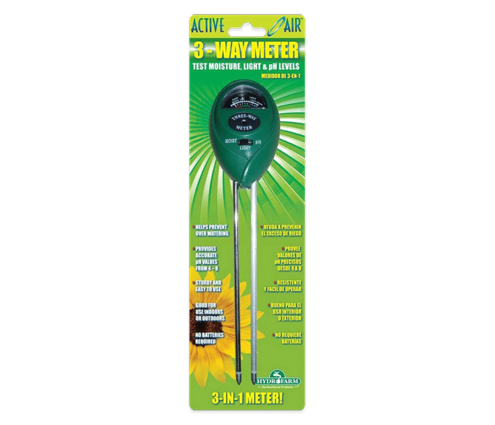 Active Air 3-way meter packaging with green design, transparent background