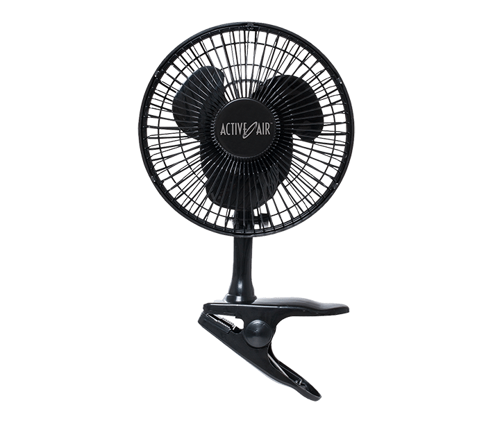 Active Air 8 inch clip fan with adjustable head, transparent background