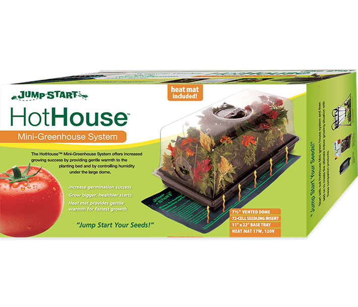 Jump Start HotHouse mini-greenhouse system packaging, transparent background